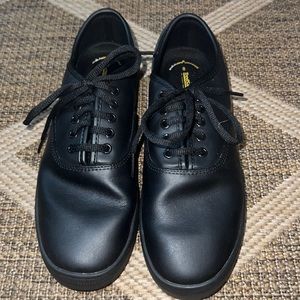 Black leather non-slip work shoe